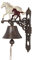 Clever-Deko Gartenglocke Wandglocke Pferde Eisenbahn Gestüt Stall Pferdestall Gusseisen Eisen Eisenglocke Metallglocke Schiffsglocke Antik rustikal braun Bauernhof Hofglocke