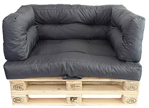 Prosanvita Palettenkissen Graphit, Moderne Paletten-Couchkissen für den Innen- und Außenbereich, abwaschbare Kissen, Sitzkissen ca. 120 x 80 cm