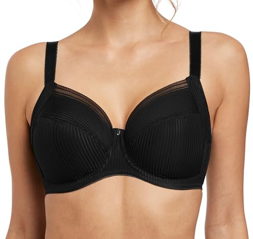 Fantasie Women's Fusion Underwire Side Support Bra Full Coverage, Sheer, Black, 38E