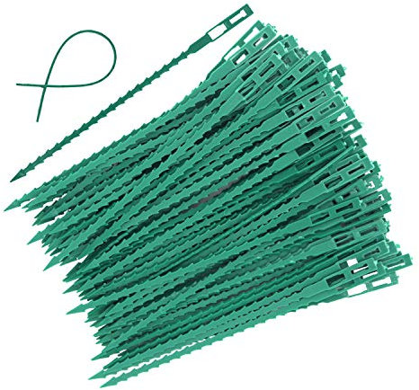 EuTengHao 100 Stück verstellbare Garten-Pflanzenbinder, Garten Zubehör, 16,7 cm flexible Kunststoff-Trebe Mehrzweck-Bänder für sichere Weinrebe (grün)