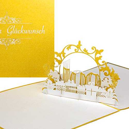 Pop Up Karte 100 in edlem Gold & Weiß - zum 100. Geburtstag, Namenstag & Jubiläum - 3D Geburtstagskarte & Glückwunschkarte - als kleines Geschenk, Deko, Geschenkgutschein & Geschenkverpackung