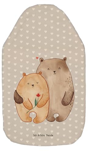 Mr. & Mrs. Panda Wärmflasche Bären Liebe - Geschenk, Ehemann, Bettflasche, kuscheln, Wärmflasche mit Bezug, Blume, Kinderwärmflasche, Umarmung,
