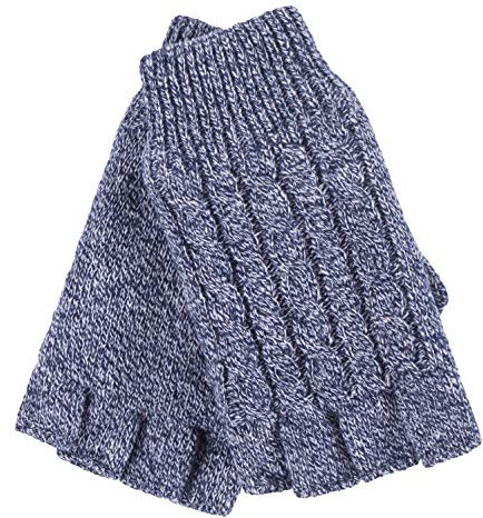 HEAT HOLDERS - Damen Thermo Winter Strick Fingerlos Handschuhe mit Plush Fleece Gefüttert (One Size, Blau)