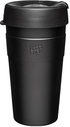 KeepCup Thermal - Vacuum Insulated Stainless Steel, Reusable Coffee Cup with Splashproof Sipper Lid - 16oz/454ml - Black