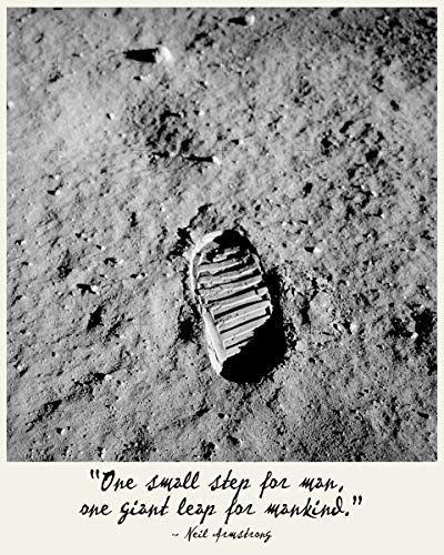 WallBUddy Neil Armstrong Moon Footprint One Small Step for a Man Neil Armstrong July 1969 (28cm x 43cm)