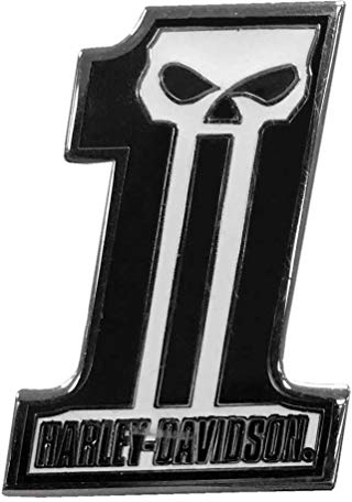 Harley-Davidson 3,2 cm. #1 Crâne foncé personnalisé broche, finition noire et blanche 8009229, blanc, 1.25, Métal argenté
