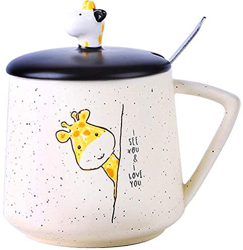 Girafe Tasse à café en céramique en forme d'animal 3D peinte à la main avec motifs 3D en céramique