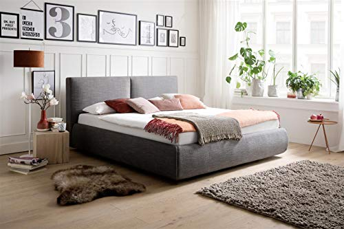 möbelando Polsterbett Doppelbett Bettgestell Ehebett Bett Atesio anthrazit 180x200 cm