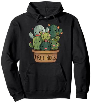 Free Cactus hugs Tee | Cute funny cactus present Friendly Felpa con Cappuccio