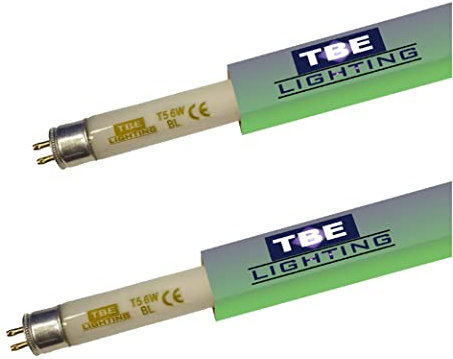 TBE Lighting Tubi UV 6 W – Confezione da 2 – T5 BL 368 nm Bug Zapper lampade ultra viola per uccidere gli insetti – Attacco G5 2 pin base – Lunghezza 225 mm