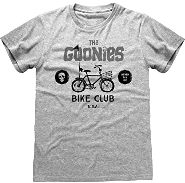 Official The Goonies Bike Club Unisex Heather Grey T-Shirt, Medium