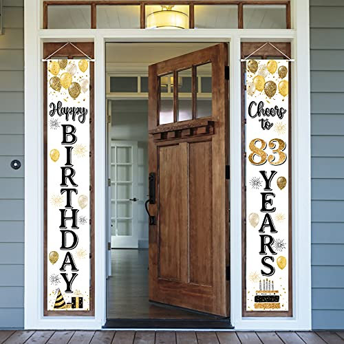 LASKYER Happy 83rd Birthday Door Banner - Cheers to 83 Years Old Birthday Front Door Porch Sign Backdrop,83rd Birthday Party Decorations.