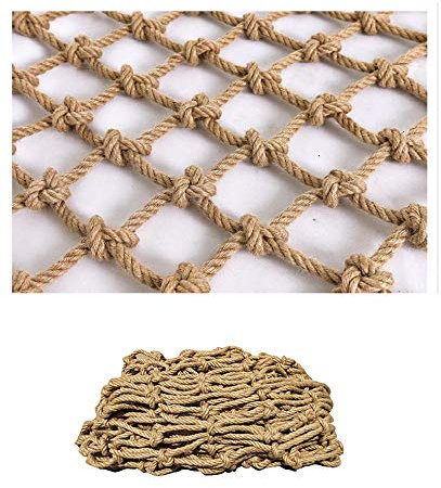bandezid Dekoratives Jute-Hanfnetz, Juteschnur, Terrassenseil, Garten-Bündelnetz, Erwachsenen-Fitness-Jute-Netz, Kindersicherheitsnetz, Kletternetz, Hanfseil, 2 x 6 m