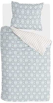 Walra Bettwäsche-Set - Größe 135x200, 70% recycelte Baumwolle / 30% Baumwolle - Remade Sweet Honey Combs - Weiche und Angenehme Bettwäsche Set mit 80x80 Kissenbezug, Reißverschluss - Jade