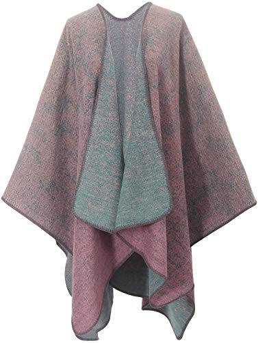 DiaryLook Damen Poncho Schal Winter Cardigan Übergroße Cape Elegant Poncho Für Frauen Umhang Damen Warm Geschenk Für Mutter Mittelgrau Rosa