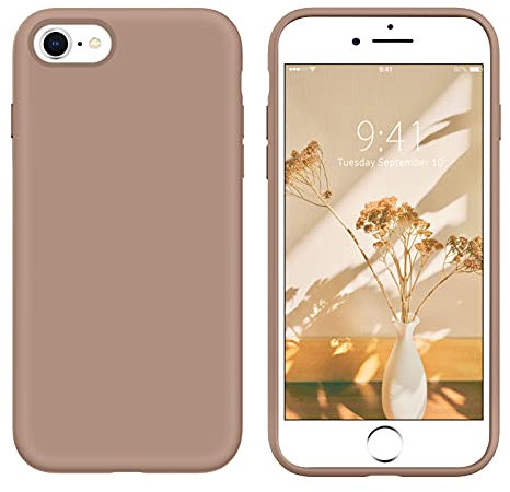 DUEDUE Coque pour iPhone 7/8/SE, Silicone Militaire Antichoc, Doublure Coque de Téléphone Protection Ecran Intégrale,Toucher Confortable Anti Rayures Etui pour iPhone 7/8/SE,Marron