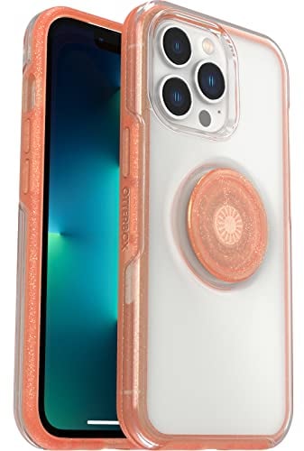 OtterBox Otter+Pop Case for iPhone 13 Pro, Shockproof, Drop proof, Protective Case with PopSockets PopGrip, 3x Tested to Military Standard, Clear/Coral