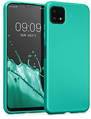 kwmobile Case kompatibel mit Samsung Galaxy A22 5G Hülle - Schutzhülle aus Silikon metallisch schimmernd - Handyhülle Metallic Türkis