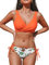 CUPSHE Damen Bikini Set Wickeloptik Lace Up Tank Bikini Bademode V Ausschnitt Low Waist Blumenmuster Zweiteiliger Badeanzug Swimsuit Karottenorange M