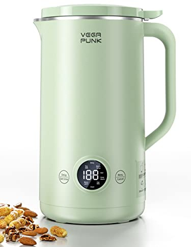 VEGAPUNK Nut Milk Maker Machine 20oz - Smart Automatic Cold and Hot Dairy Free Soybean/Oat/Coconut/Soy Milk Maker Machine with Filter Bag - Plant Based Almond Cow Milk Machine Maker for Vegan - Green