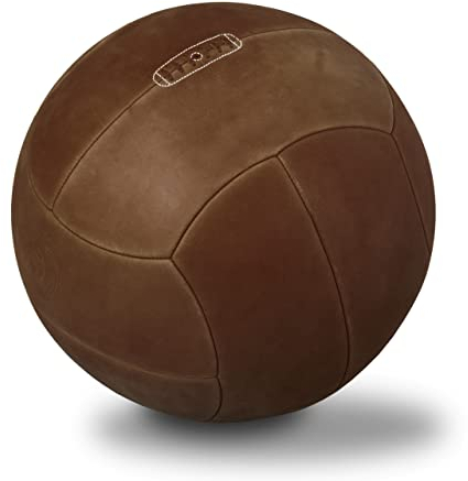 The Ballon Sitzball aus Leder nuss-braun - 57 cm Durchmesser mit traditioneller Prägung aus Naturleder