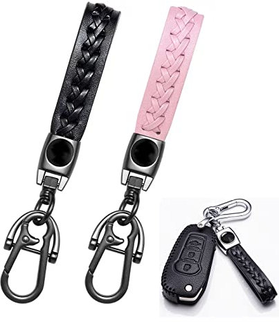 2 pièces Cuir Porte-clés de Voiture,Accessoire de Porte-clés de Voiture,Cadeaux pour Homme Femme,Acier Inoxydable,Porte-clés en cuir véritable,Porte-clés de voiture, porte-clés pour hommes et femmes