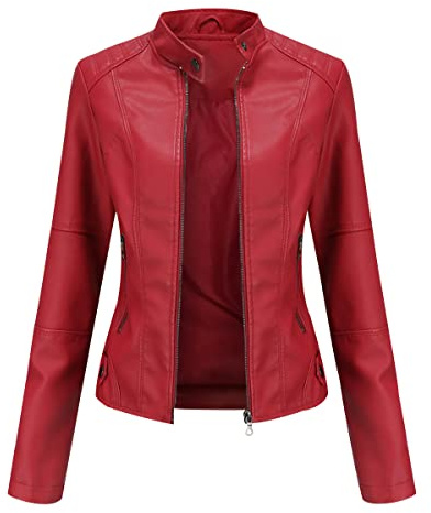 Veste Simili Cuir Femme Blouson Simili Cuir Femme Faux Leather Jacket Femme Veste Biker Femme Blouson Motard Femme Veste Cintrée Imitation Cuir Femme PU Grande Taille Blouson Moto Vintage Femme