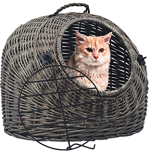INLIFE Katzen-Transportkorb Grau 45x35x35 cm Natürliche Weide,1.85kg,170904