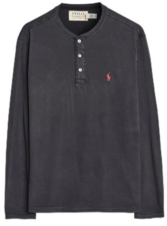 Polo Ralph Lauren Henley-Shirt aus Slub-Jersey für Herren, Schwarz 1, XX-Large