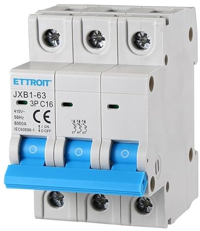 ZOREI Conmutador automático 3P 220 V y 380 V 6 kA, para monofásico y trifásico, MCB 3P C16 16 A