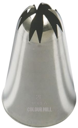 Colour Mill Stainless Steel Piping Tip 2F: Medium 5-Petal Drop Flower with Top Opening 15mm