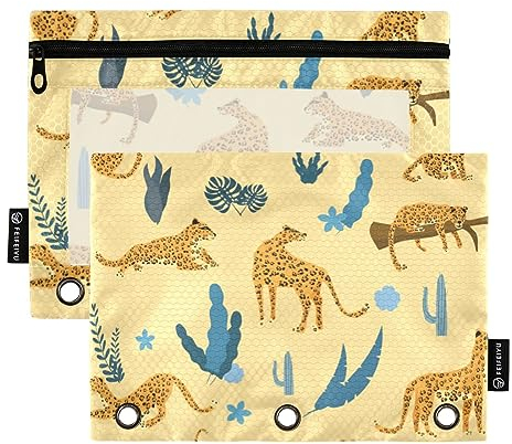 Mnsruu 2 Pack Binder Pouches,Lropard Ring Binders File Folder Pen Bag for Office School