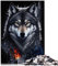 Grauer Wolf-Portrait-Puzzle für Erwachsene und Kinder, 1000 Teile Papppuzzle, Familienpuzzle für Kinder, 26 x 37 cm