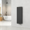 EMKE Radiador de agua caliente 90x30 cm, Radiador plano de doble capa con conexión central, Diseño montaje vertical en pared, Negro