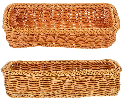 Amosfun Aufbewahrungskorb Aus Weide 2 Stück Besteckkorb Aus Weide Besteck-Aufbewahrungskorb Gewürzglas Aufbewahrungsbox Utensilien Gewebter Besteckhalter Küchenutensilien-Organizer Für