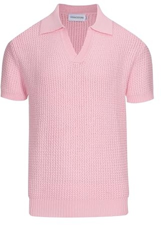OXKnit Polo vintage à manches courtes en tricot pour homme