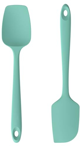 U-Taste Silicone Spatula Set of 2: 315℃ Heat Resistant Flexible Seamless Rubber Spoon Spatula, Baking Cooking Kitchen Utensil with Nylon Core for Nonstick Cookware Mixing Stirring Scraping (Aqua Sky)