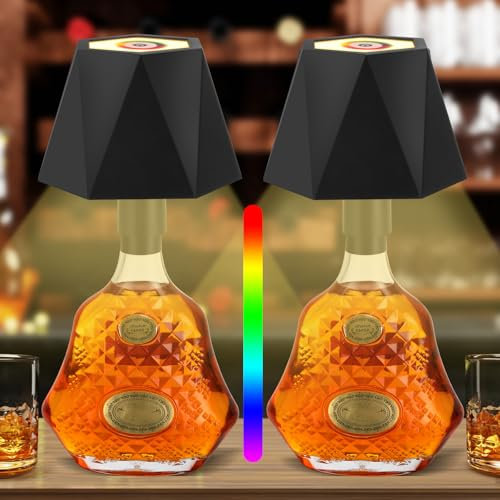 LED Akku Flaschenlampe-Dimmbare 16 Farben RGB Flaschenlicht-IP54 Wasserdicht Kabellose Touch Flaschenlichter-5200mAh Akku-Tragbare Wiederaufladbare Tischlampe für Innen und Außen Restaurant (2pcs)