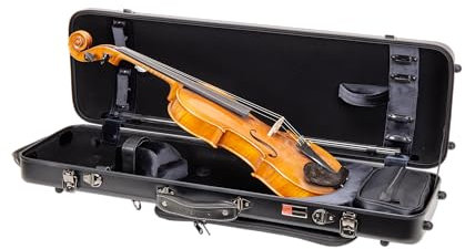 Custodia rigida in policarbonato per violino 4/4 | Finitura nera opaca, igrometro integrato, tasca esterna per spartiti, vano accessori – Guscio leggero e resistente