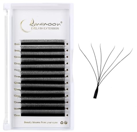 Lunamoon 6D Extension Cils 6D W Cils Préfait Bouquet(6D-0.07C/8-15mm) | WW Cils,Volume Russe,Professionnel Premade Fans,Lash Extension,Naturel Wispy éventails Léger en Faux Cils,Gagner du Temps