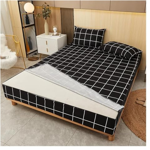 LIUONZTFD Coprimaterasso Impermeabile Lenzuolo con Angoli a Sei Lati Tutto compreso con copriletto Rimovibile con Cerniera Coprimaterasso(Color 01)