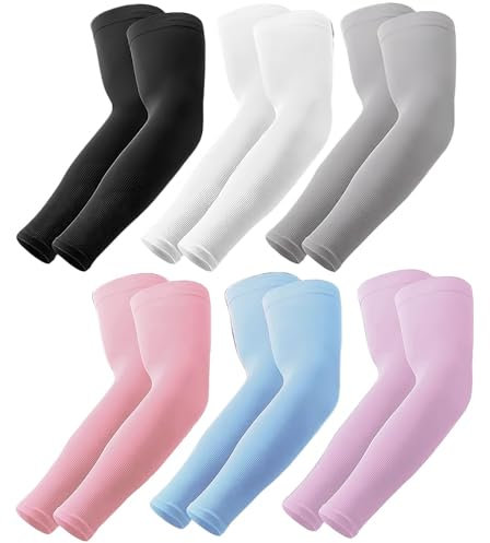 Mangas de brazo de protección solar UV para hombres y mujeres, mangas de compresión para el sol de enfriamiento - Deportes - Entrenamientos - Cubierta de tatuaje, Negro, gris, blanco, rosa, azul y