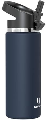 Super Sparrow Water Bottle Insulated - 750ml - Wide Mouth Metal Bottle - Wide Mouth SwivelSip Flask - BPA Free, Leak Proof - Ergonomic Straw Water Bottles for Work, Gym, Travel, Sports