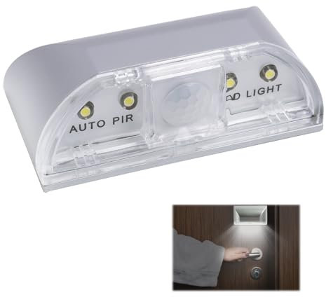 Door Keyhole Light PIR Infrared IR Wireless Door Lock Lamp,Door Key Light with Auto Sensor Motion Detector,Stick-On Night Lights ideal for Front Door Hallway Closet Drawer Indoor Outdoor,Silver