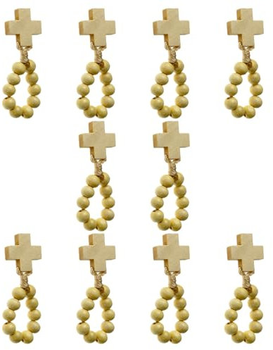 Holzperlen, Finger-Rosenkranz mit 8 mm Perlen und Kreuzanhängern für Gebetsmeditationen, elegante Holzmaserung, Rosenkranzperlen