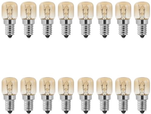 Booso Ampoule de Four, 16 Pièces E14 Four 15 w, Ampoule de Four, Culot Clair Pygmy Lampe de Four, E14 Résistant Jusqu'à 300 Degrés Celsius Lumière pour Four