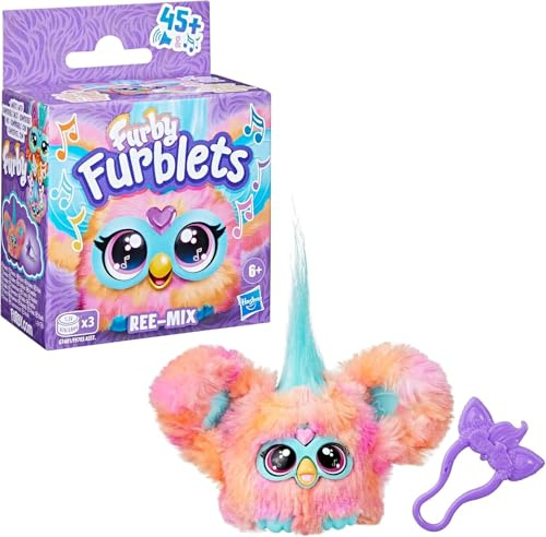 Furby Furblets Mini Elektronisches Plüschtier – Interaktives Musikalisches Haustier mit über 45 Geräuschen und Sätzen, Peekaboo Ohren Schlüsselanhänger Clip, Sammelspielzeug für Kinder ab 6 Jahren
