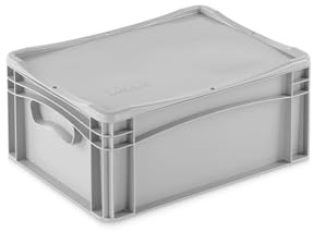 Aufbewahrungsbox mit Deckel | stabile Eurobox in 32 Ausführungen | Behälter für Garten, Haushalt, Lager oder Werkstatt – mit aufliegendem Deckel (Geschlossen - ohne Handgriff, 40x30x18,3 cm)