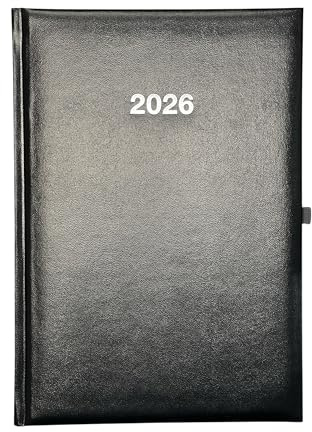 2026 ADINA Wochenkalender A5+ 24x16cm 1 Woche auf 2 Seiten cremefarbenes 80g Papier schwarz