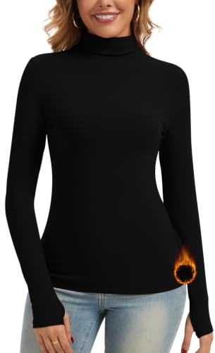 LEYSHE Thermo Rollkragenpullover Damen Langarm Stehkragen Langarmshirt Winter Oberteil Damen Turtleneck Shirt Women